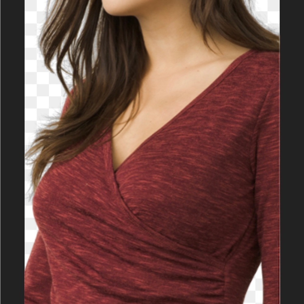 Prana Nadia Dress Space-Dyed Faux Wrap Lined Nocturnal Red XL NWT - Picture 3 of 10